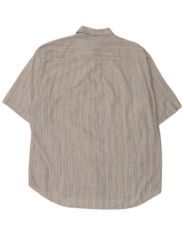 Cămașă cu mânecă scurtă pentru bărbați Ermenegildo Zegna, bumbac cu dungi gri, XL