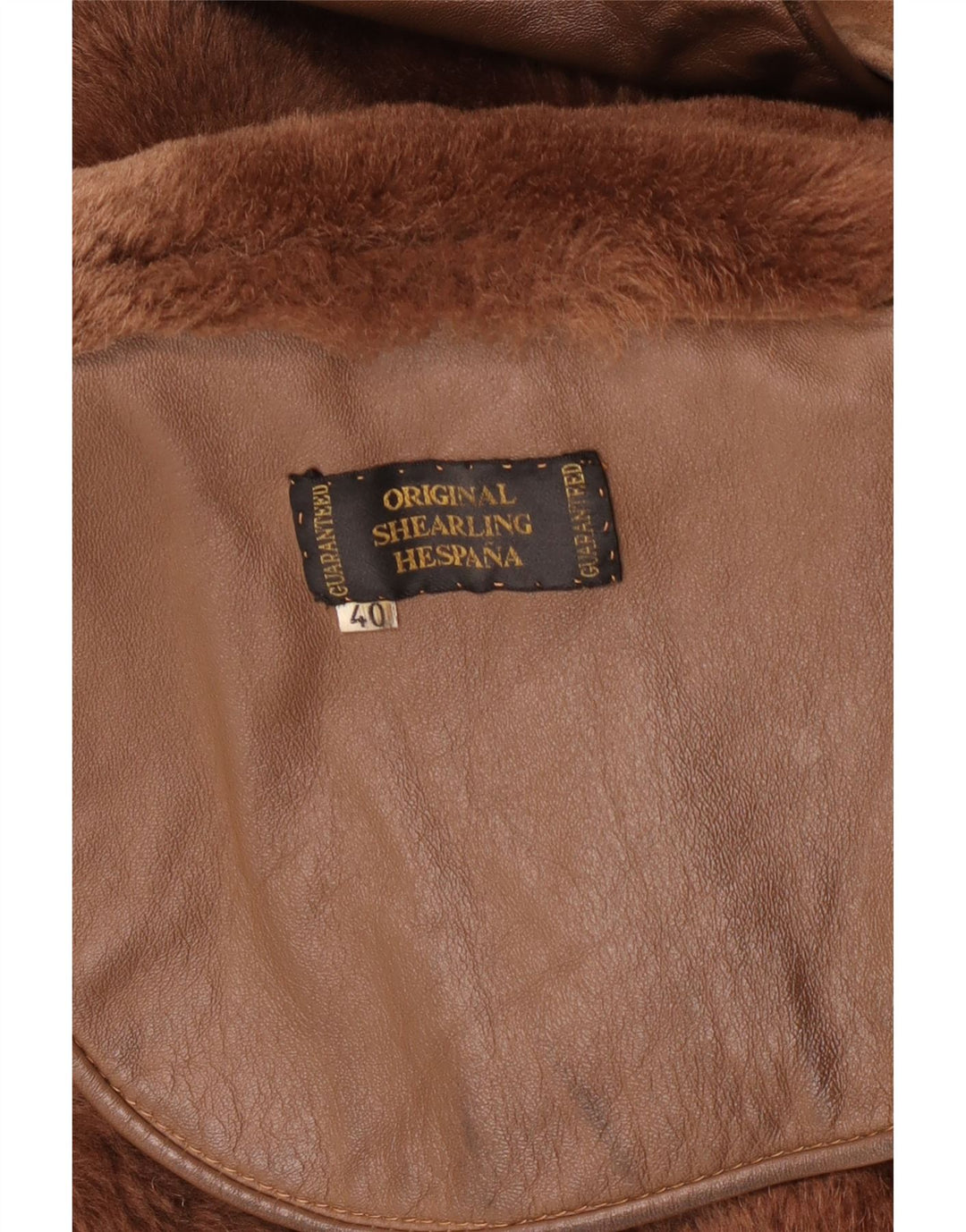 Jachetă din shearling supradimensionată pentru femei Vintage EU 40 Maro mediu din shearling