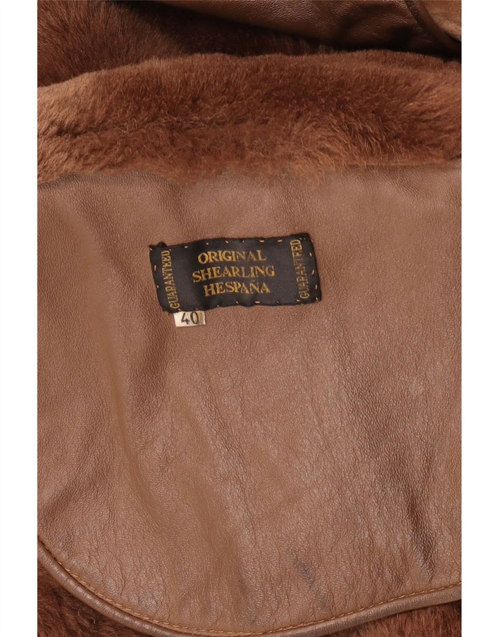 Jachetă din shearling supradimensionată pentru femei Vintage EU 40 Maro mediu din shearling