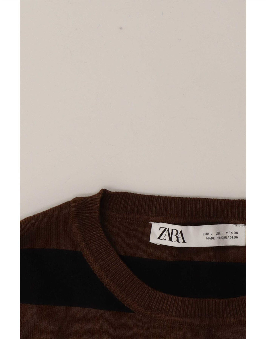 Bluză Crop Top pentru Damă Zara UK 14 Maro Maro cu dungi