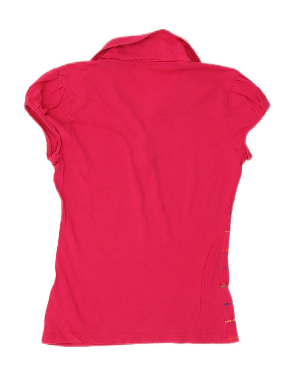 Tricou polo Puma pentru femei UK 14 Large Pink Striped