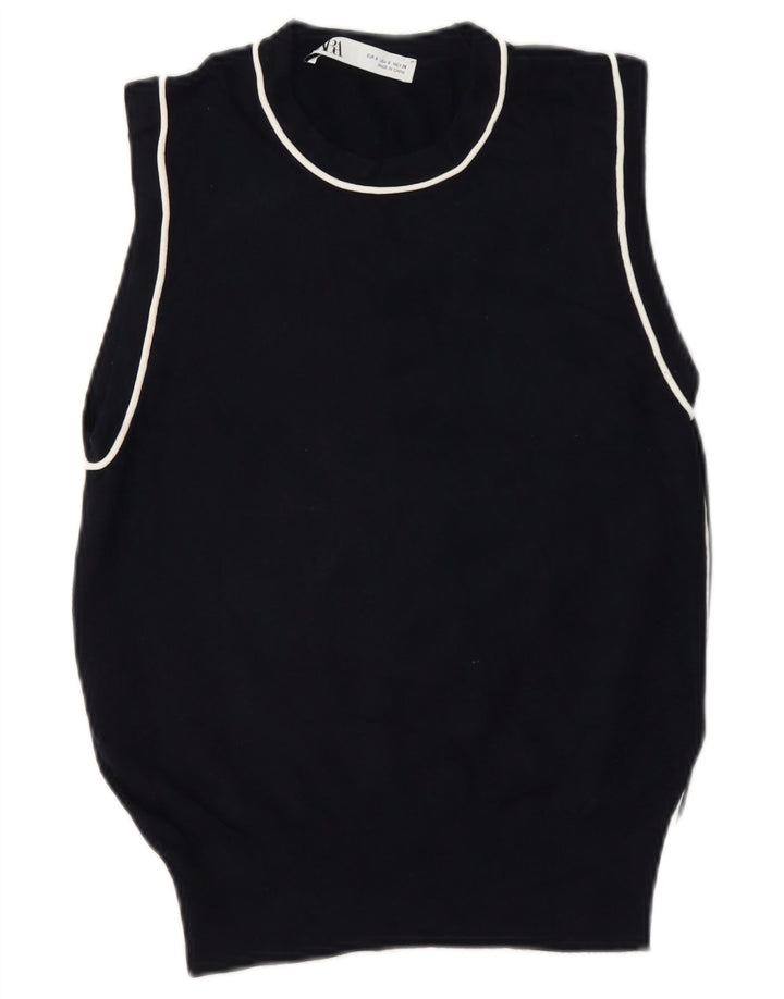 Zara Womens Vest Tank Top UK 10 Small Black Viscose