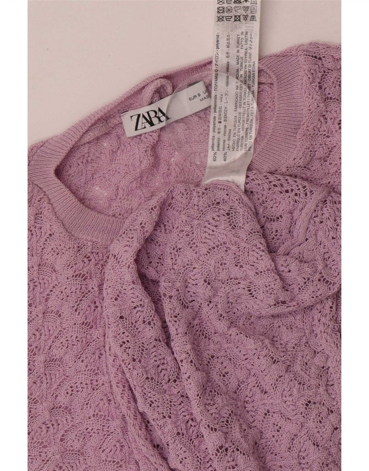 Crop Top pentru femei Zara cu mânecă lungă UK 10 Mic Violet Poliamidă