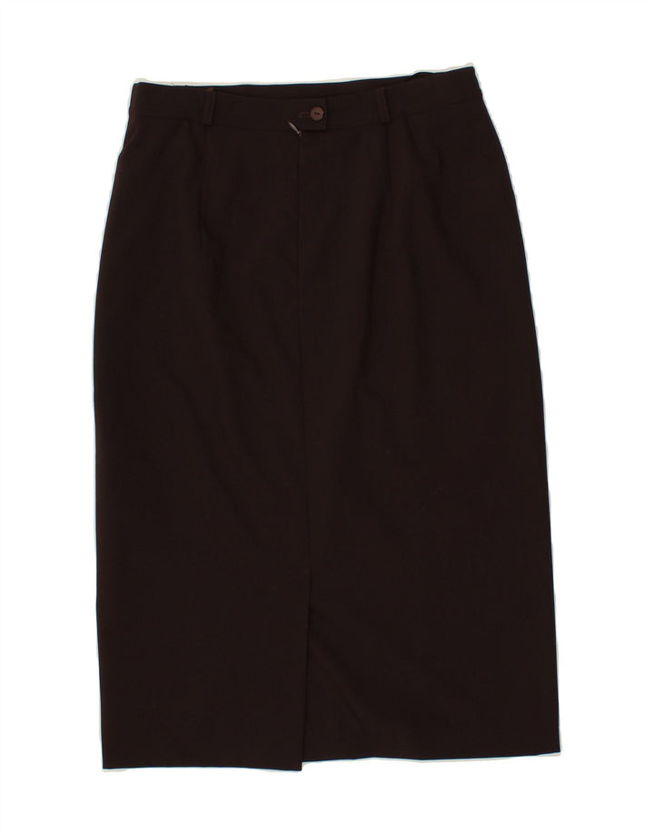 VINTAGE Womens Midi Skirt UK 14 Medium W30  Brown Polyester Vintage Vintage and Second-Hand Vintage from Messina Hembry 