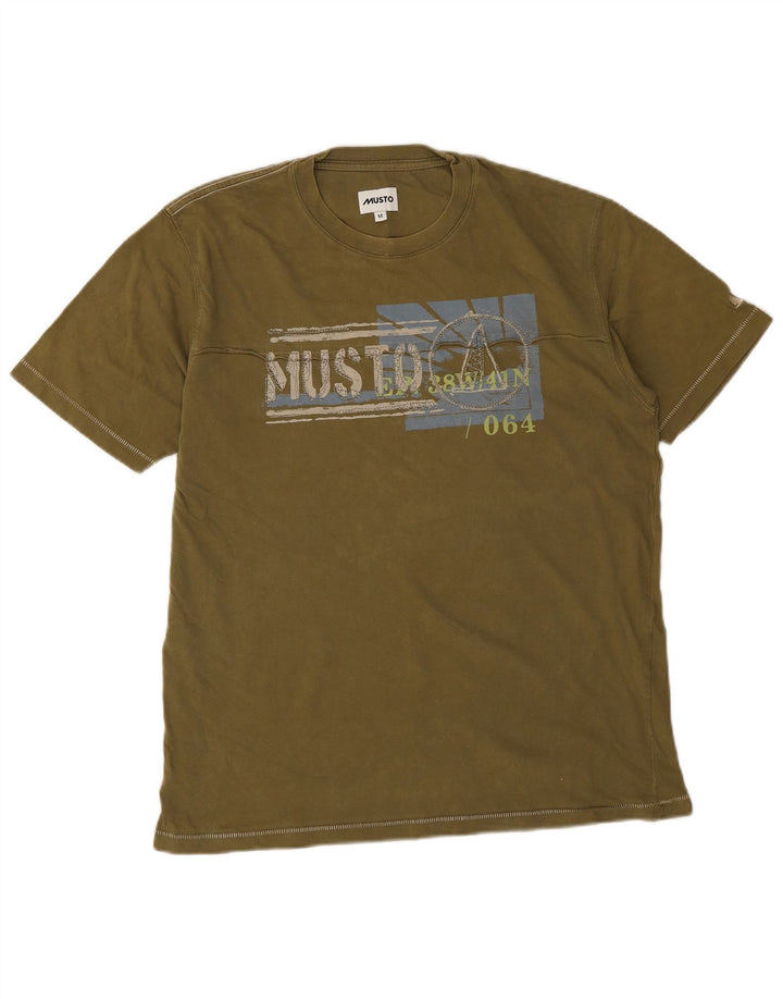 Tricou grafic pentru bărbați Musto Top Mediu Kaki Bumbac