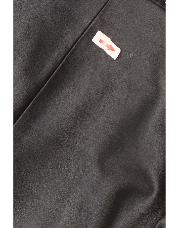 Julia S. Roma Jachetă Blazer din piele cu 3 nasturi pentru femei UK 12 Medium Black