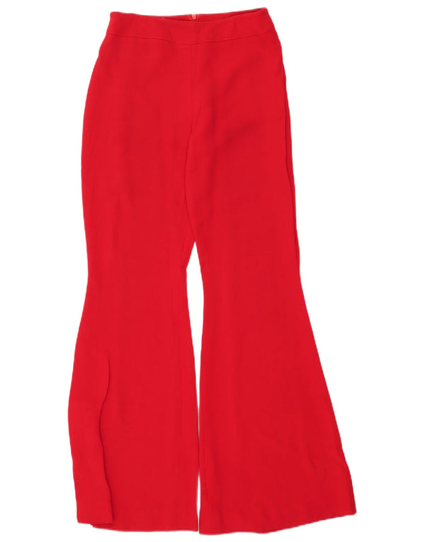 GAI MATTIOLO Womens Flare Casual Trousers UK 8 Small W26 L32 Red Acetate