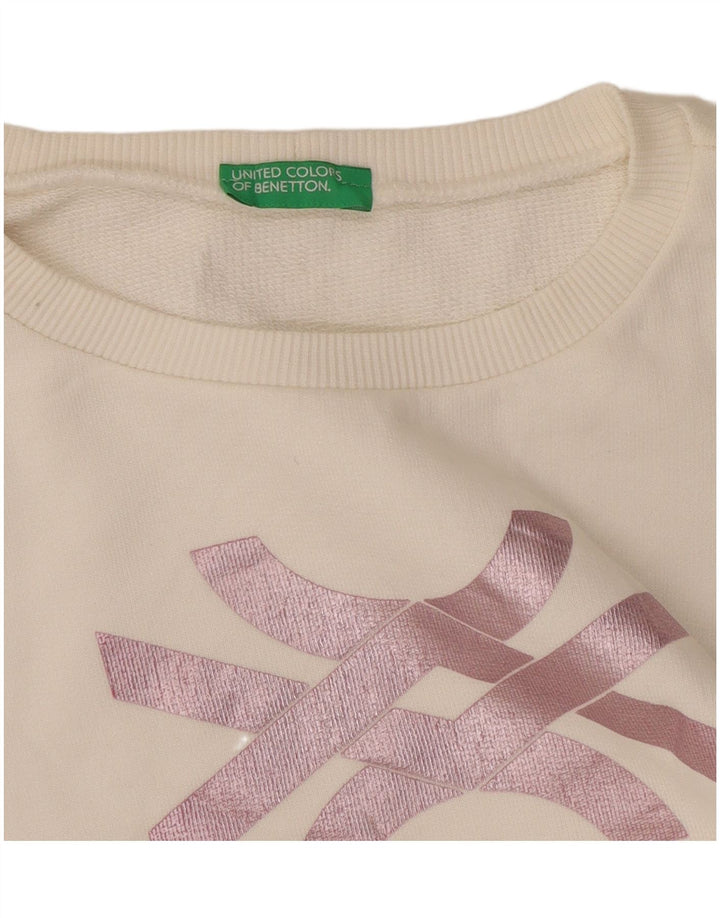 Pulover Benetton pentru damă cu grafică UK 10 Small White