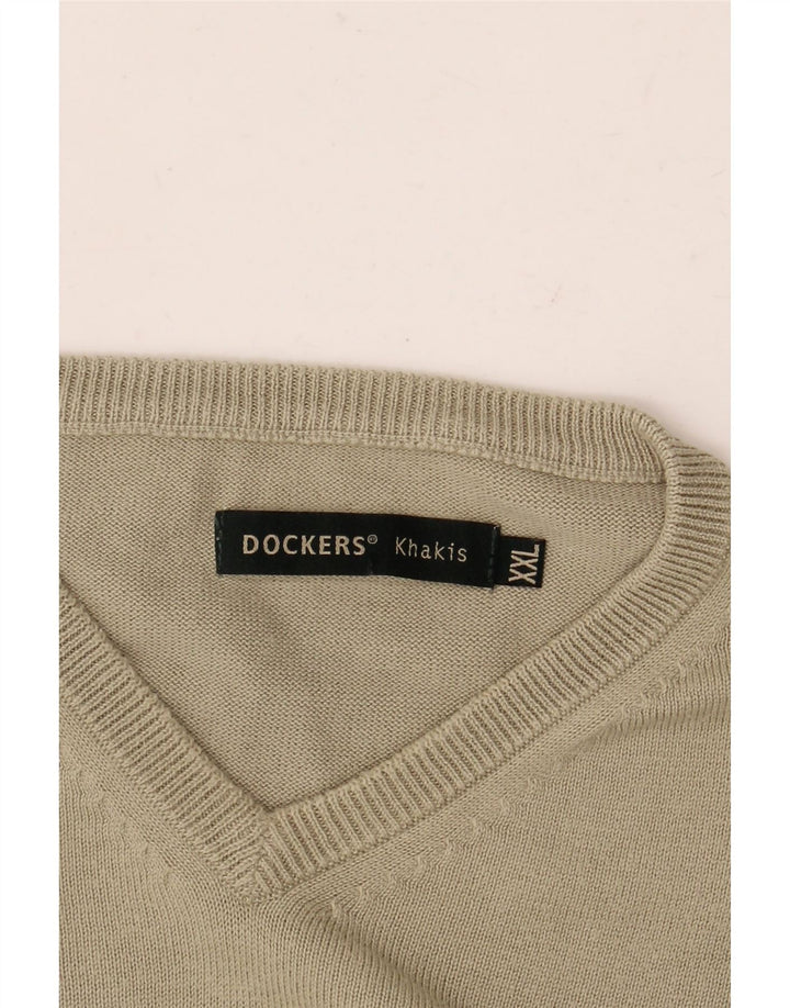 Pulover Dockers pentru bărbați, kaki, cu decolteu în V, 2XL, kaki