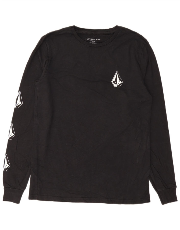 Top grafic pentru bărbați Volcom cu mânecă lungă, bumbac negru mic