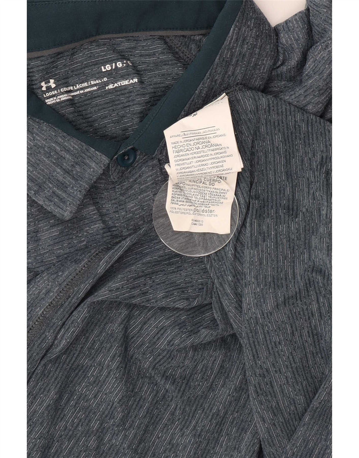 Cămașă polo Under Armour pentru bărbați Heat Gear, mare, albastru, poliester pătat