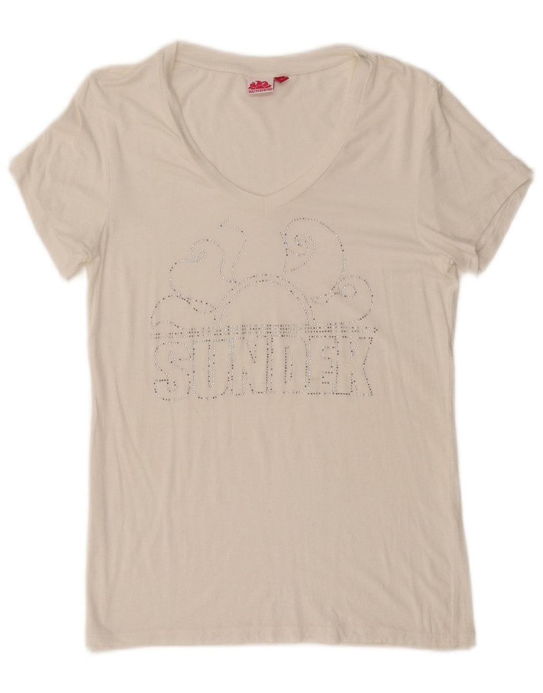 Tricou grafic SUNDEK pentru femei Top UK 14 Large White
