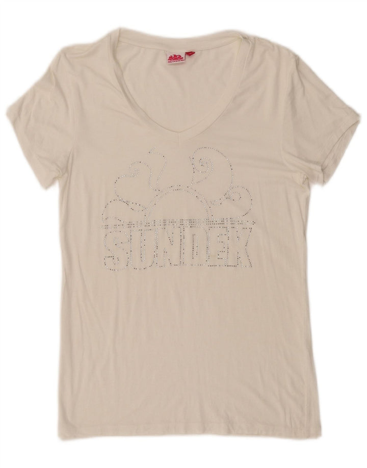 Tricou grafic SUNDEK pentru femei Top UK 14 Large White