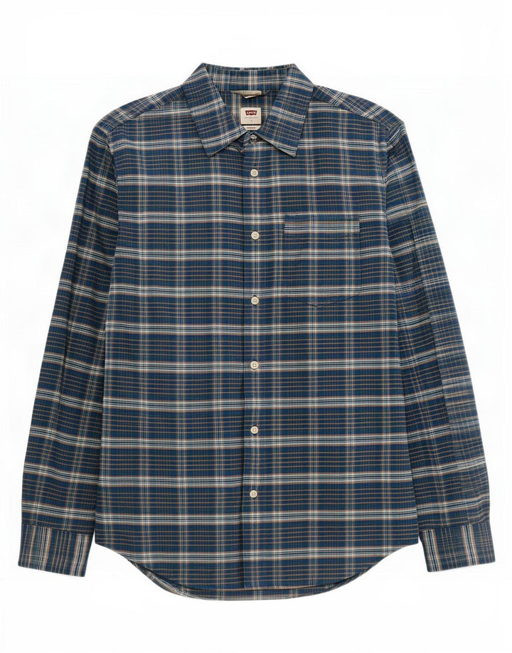 Cămașă standard Levi's pentru bărbați, bumbac cu carouri, albastru bleumarin