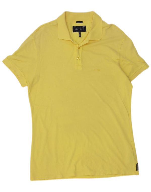 Armani Jeans Mens Muscle Fit Polo Shirt XL Yellow Cotton