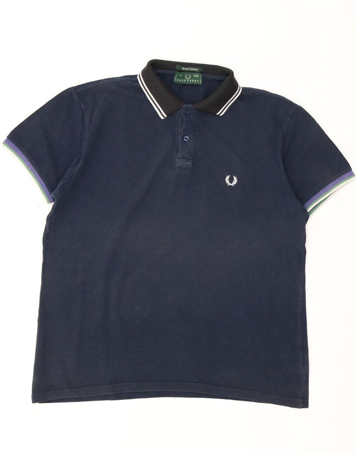 FRED PERRY Tricou polo rugby pentru bărbați 2XL bumbac bleumarin