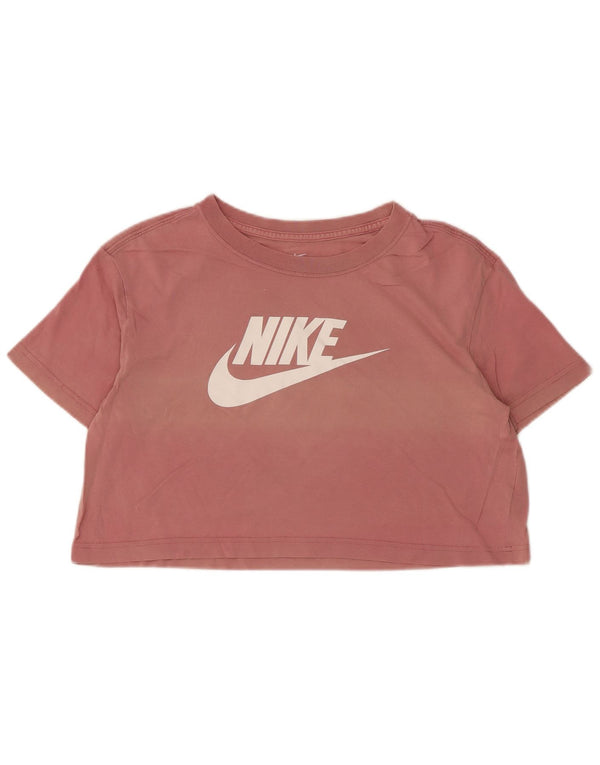 Tricou grafic supradimensionat pentru femei Nike Crop Top UK 10 Small Pink Bumbac