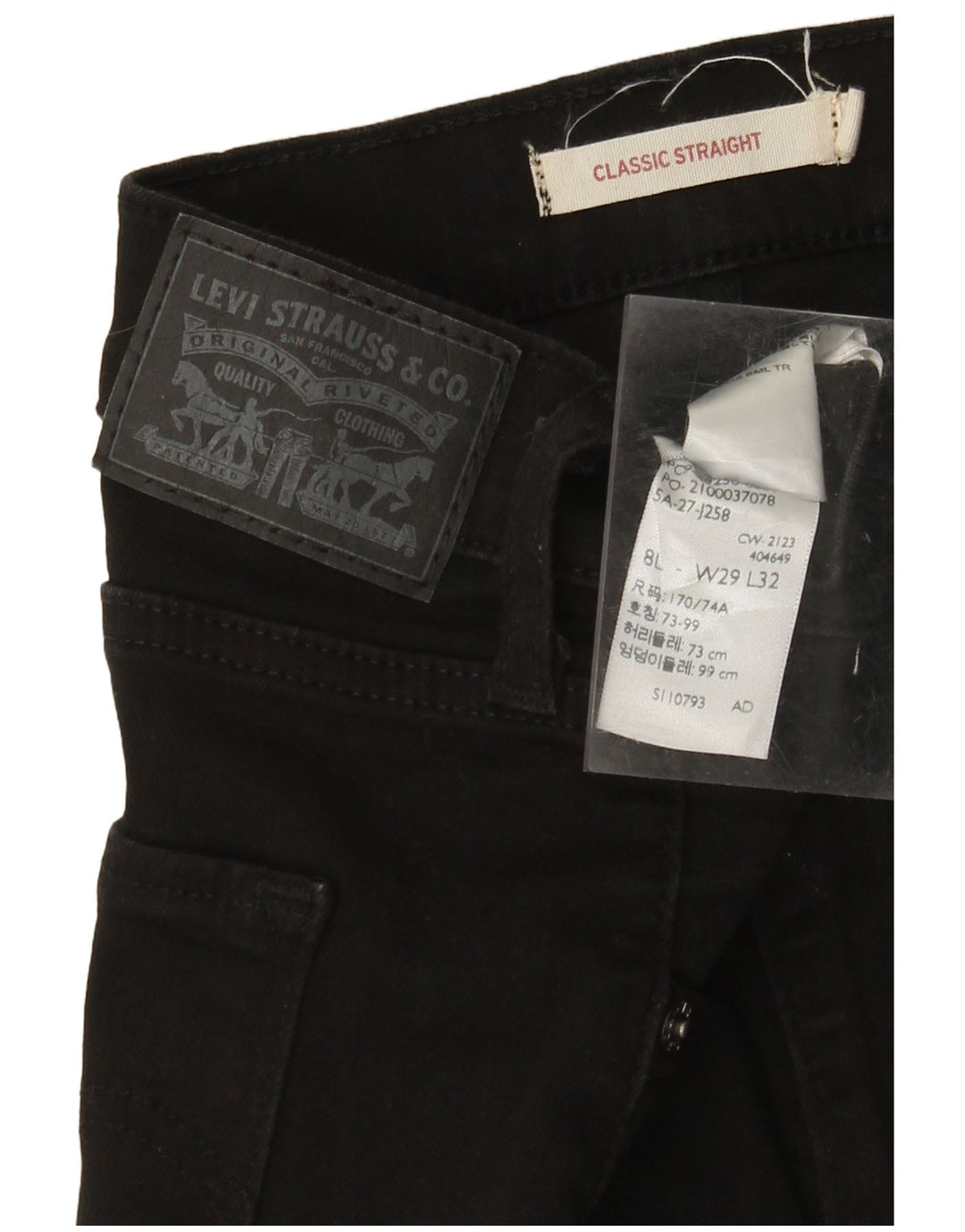 Blugi drepti clasici pentru femei LEVI'S W29 L32 bumbac negru