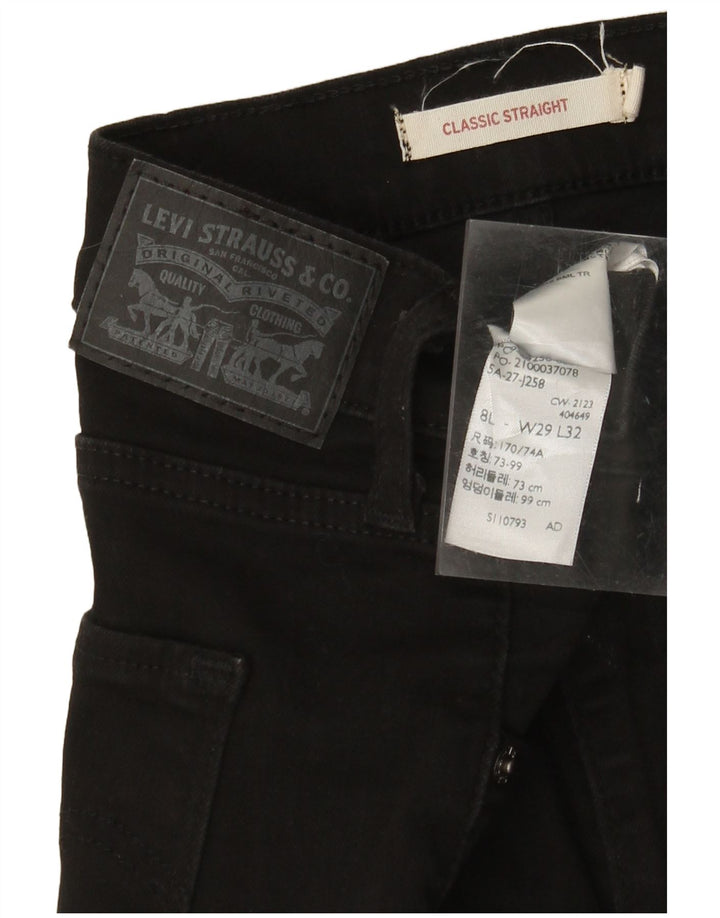 Blugi drepti clasici pentru femei LEVI'S W29 L32 bumbac negru