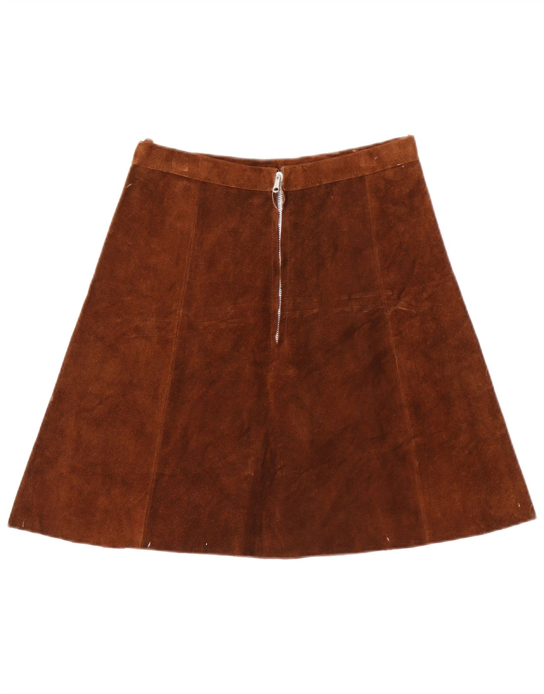 Fusta A-Line din piele intoarsa vintage pentru femei W28 Maro Mediu
