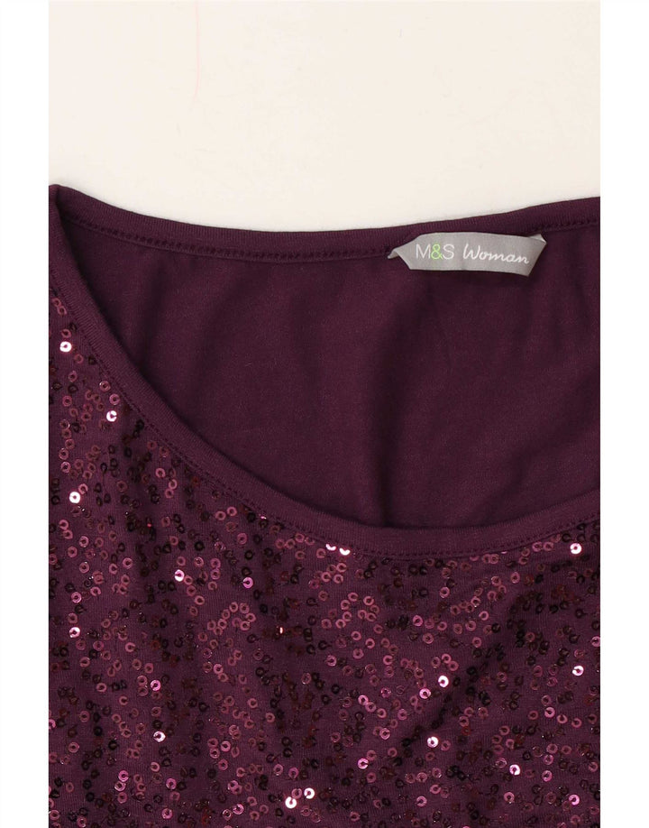 Bluză cu paiete pentru femei Marks & Spencer, Marea Britanie 14, burgundă mare