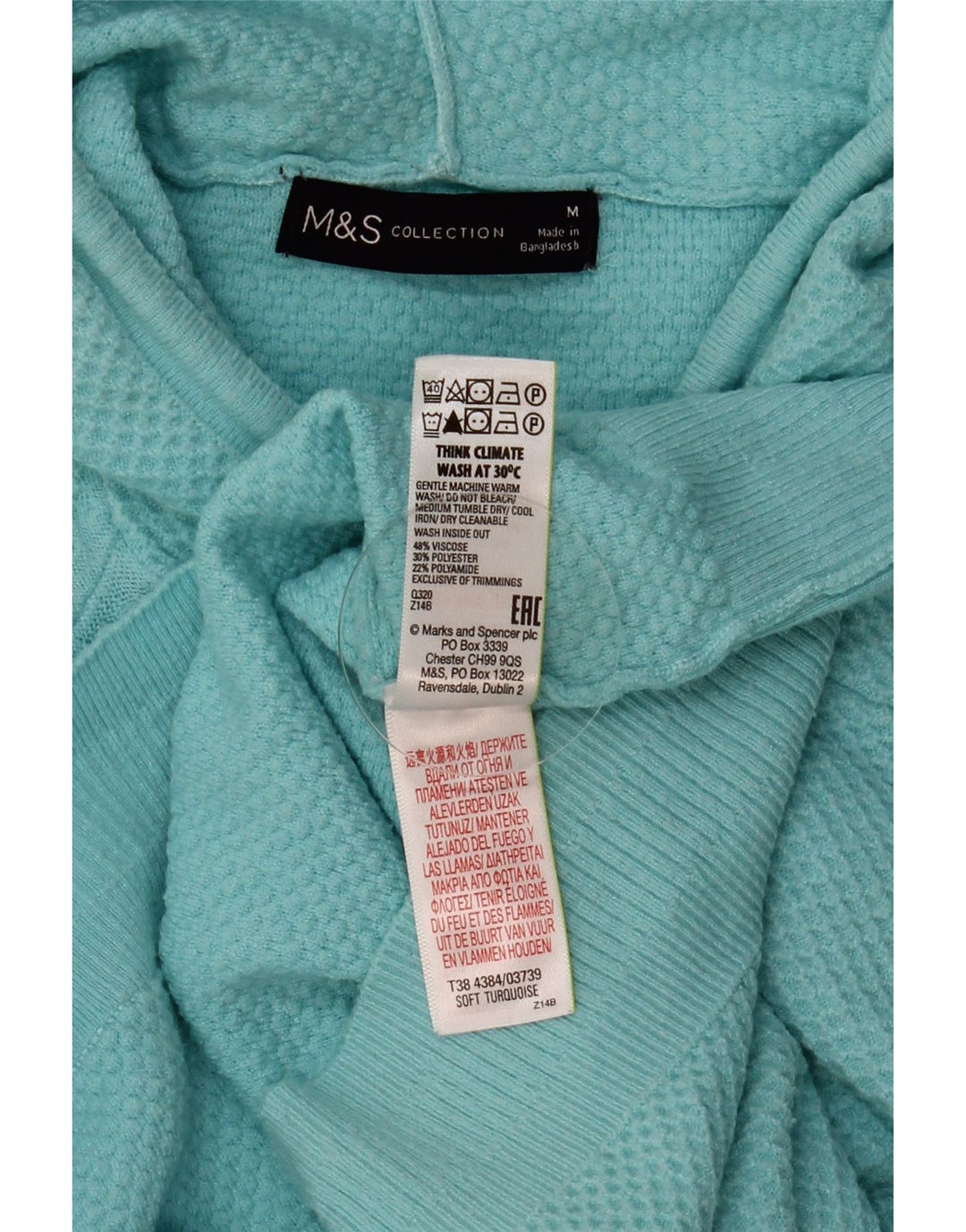 MARKS & SPENCER Pulover supradimensionat pentru femei UK 14 Turcoaz mediu