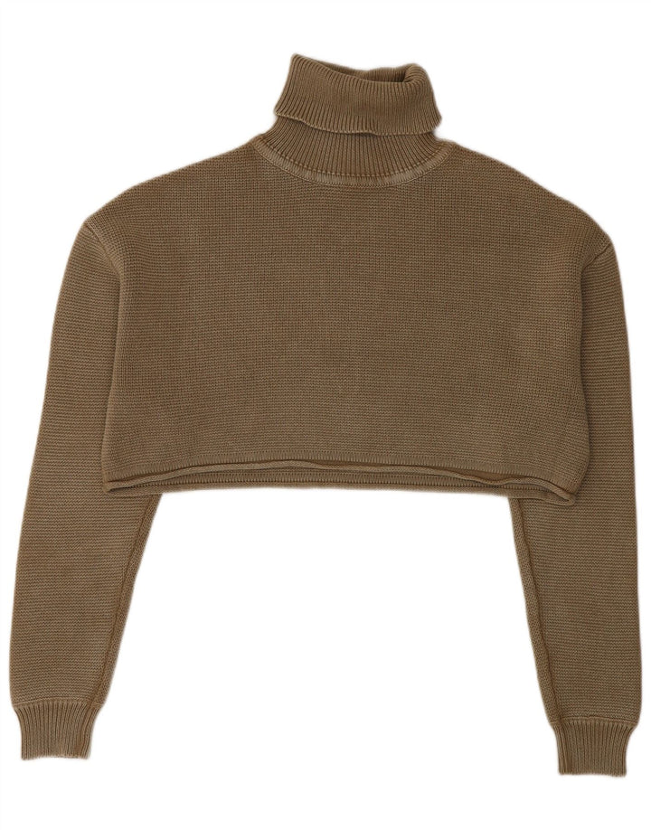 Pulover oversize cu gât rulat Zara pentru femei UK 10 Mic Kaki