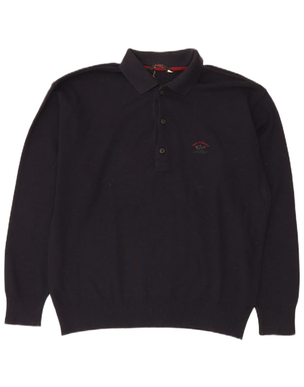 Pulover Paul & Shark pentru iahting pentru bărbați, cu gât polo, lână medie, albastru bleumarin