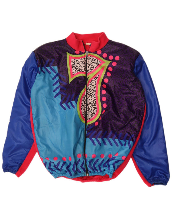 MARILENA Mens Abstract Pattern Tracksuit Top Jacket XL Blue Colourblock