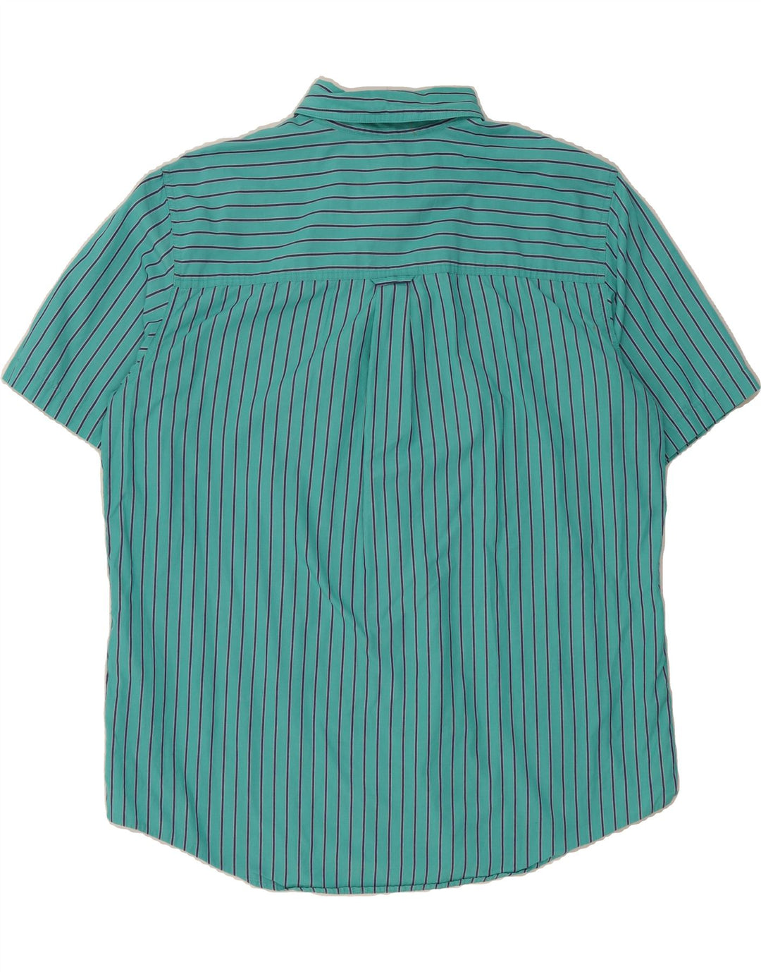 CHAPS Mens Short Sleeve Shirt XL Turquoise Striped Cotton Vintage Chaps and Second-Hand Chaps from Messina Hembry 