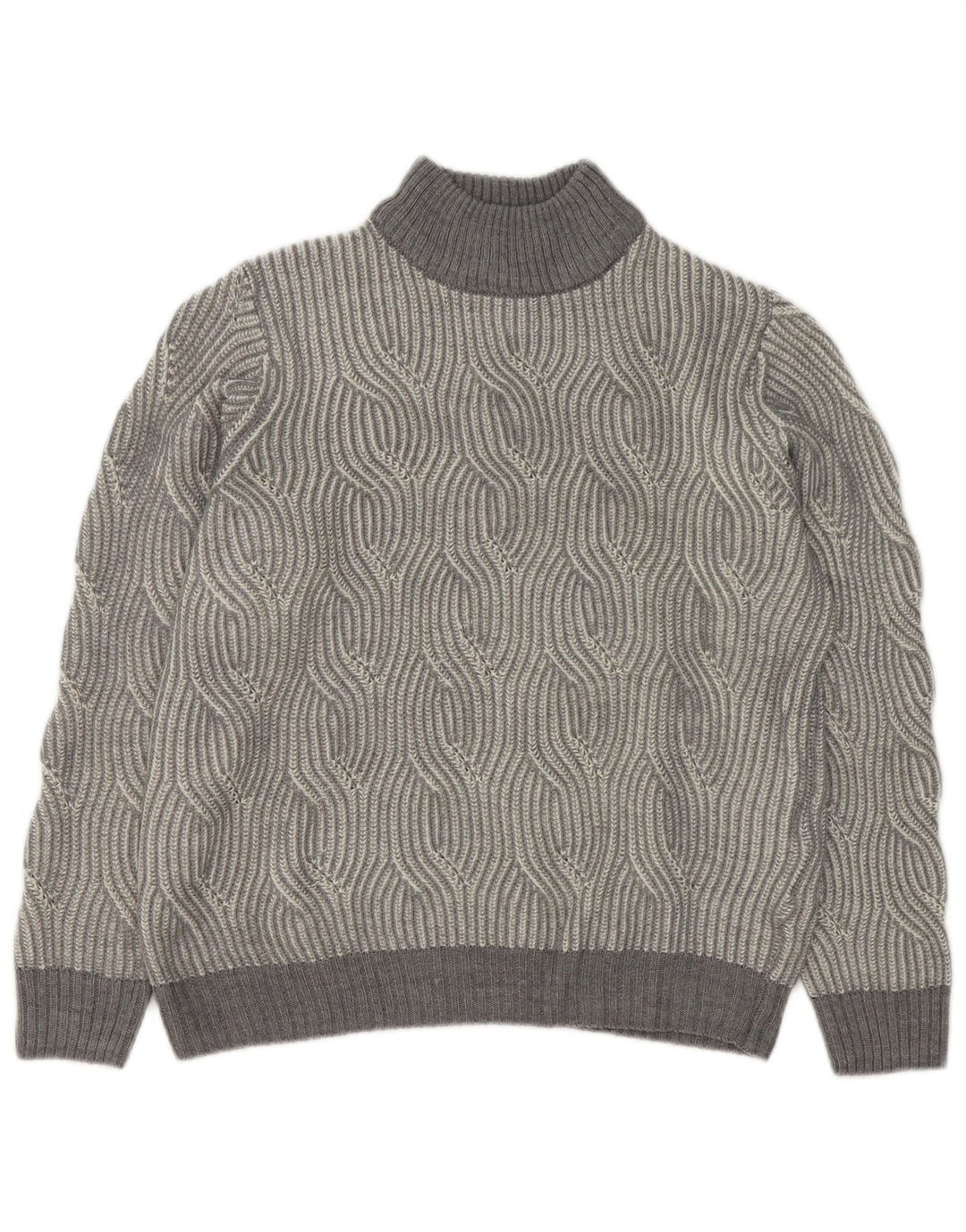 Pulover vintage cu gât țestoasă pentru bărbați UK 40/42 Medium Gri Geometric