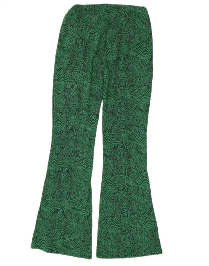 Pantaloni casual de damă ZARA Flare Mici L26 L33 Verde Animal Print