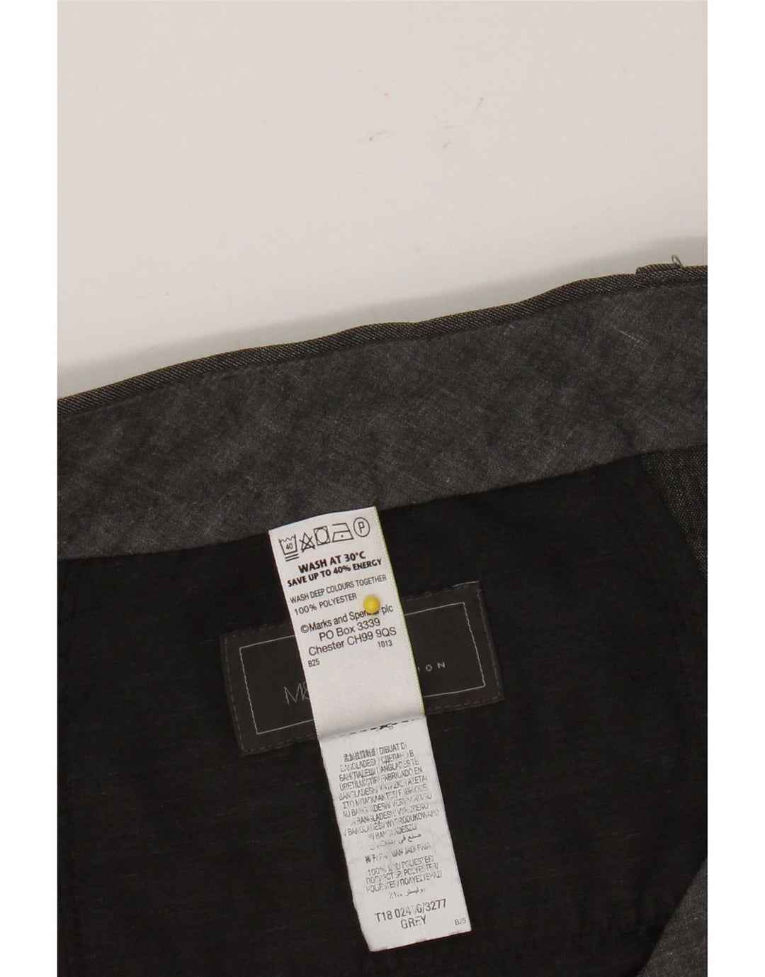 Pantaloni de costum pentru bărbați Marks & Spencer, cu tăiere obișnuită, L36 L31, poliester gri