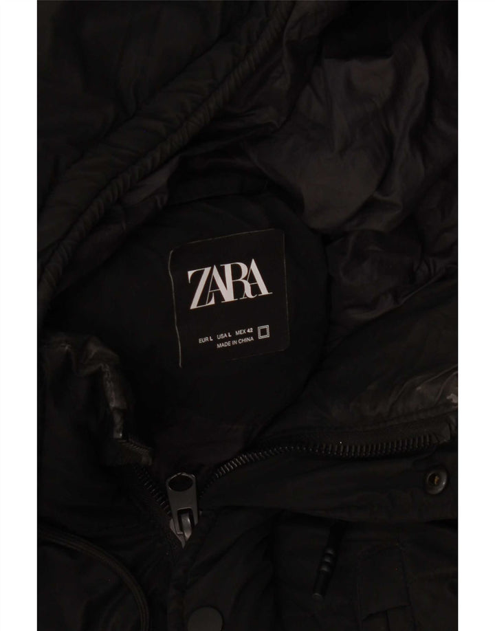 Palton căptușit cu glugă pentru bărbați Zara UK 40 mare negru