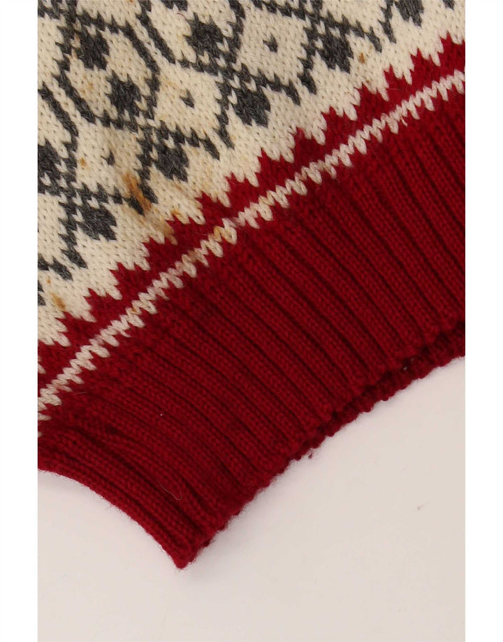 Pulover Voss pentru bărbați, unisex, cu decolteu, mediu, alb deschis, Fair Isle