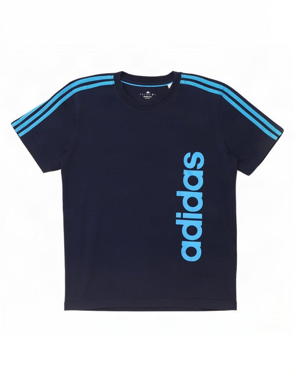 Tricou cu grafic Climalite Adidas pentru bărbați Top mare din bumbac bleumarin