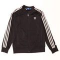 ADIDAS Boys Tracksuit Top Jacket 13-14 Years Black Polyester