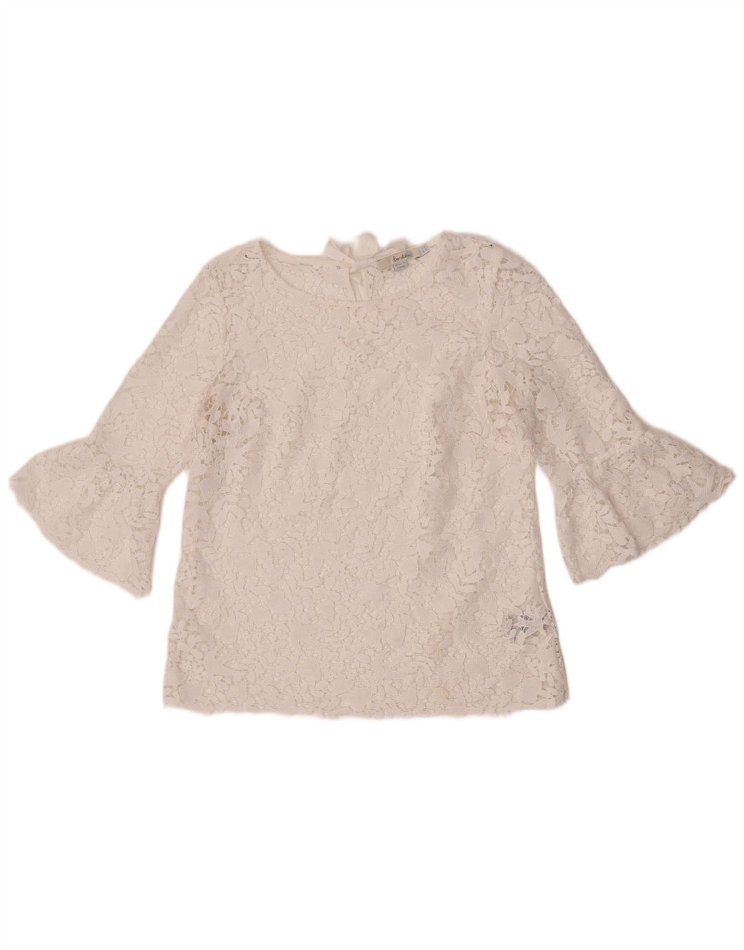 Bluză Boden pentru femei cu mâneci 3/4 transparente, UK 12, alb, floral, mediu