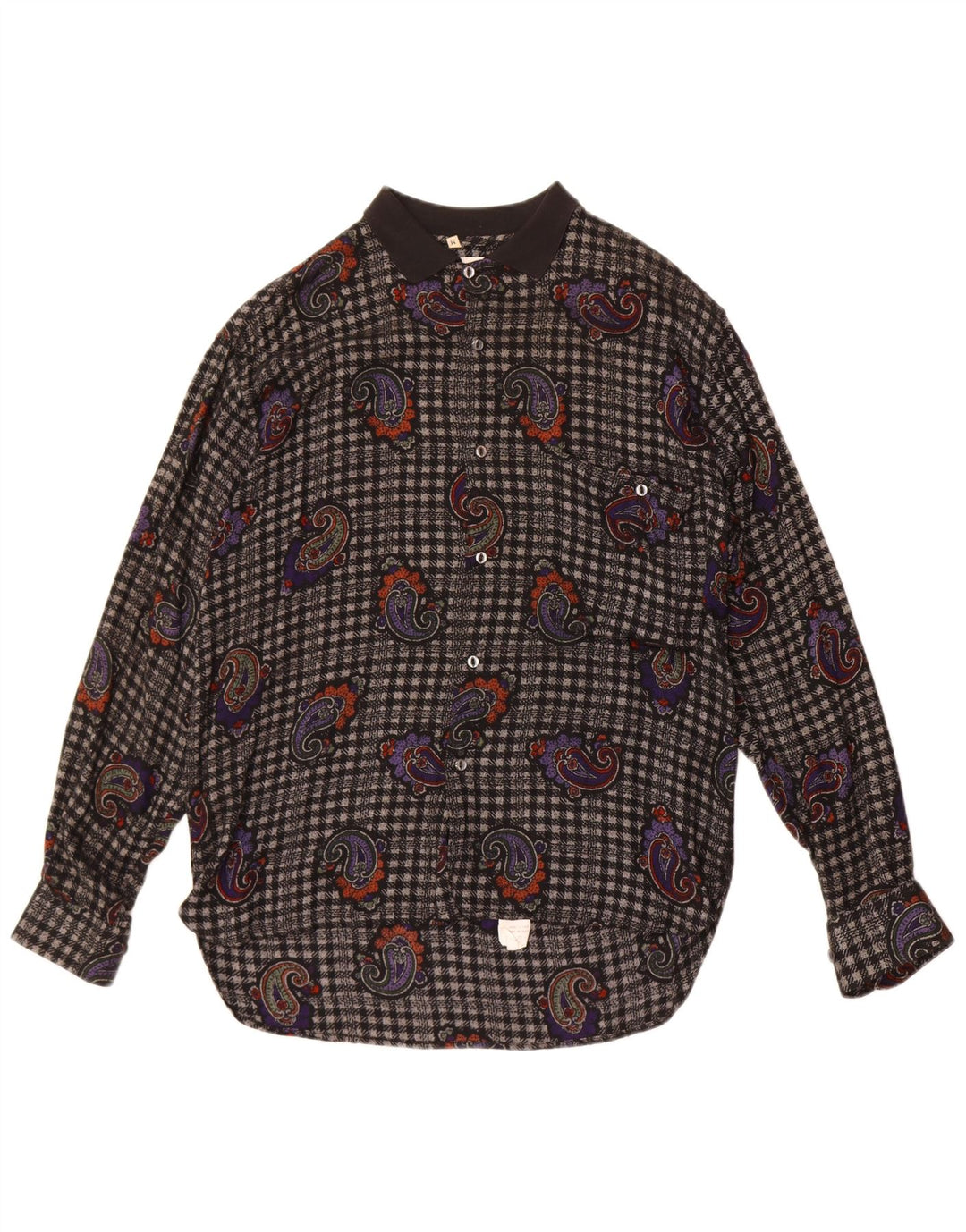 Cămașă de flanel pentru bărbați, negru mediu, viscoză cachetadă