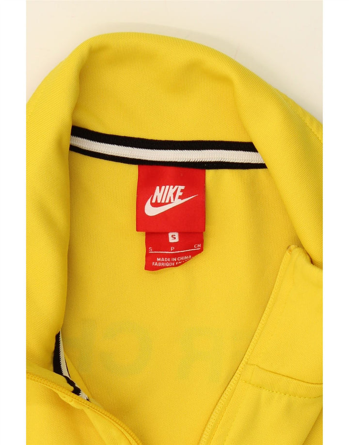NIKE Womens Graphic Tracksuit Top Jacket UK 10 Small Yellow Polyester Vintage Nike and Second-Hand Nike from Messina Hembry 