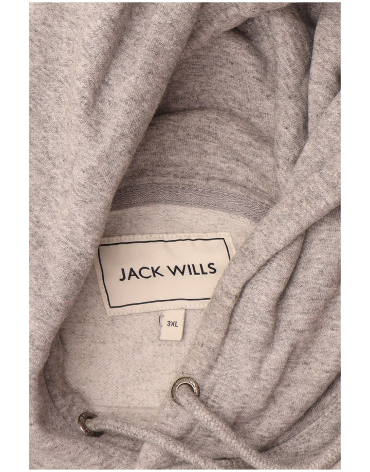 JACK WILLS Pulover cu glugă cu grafică pentru bărbați, 3XL, bumbac cu pete gri