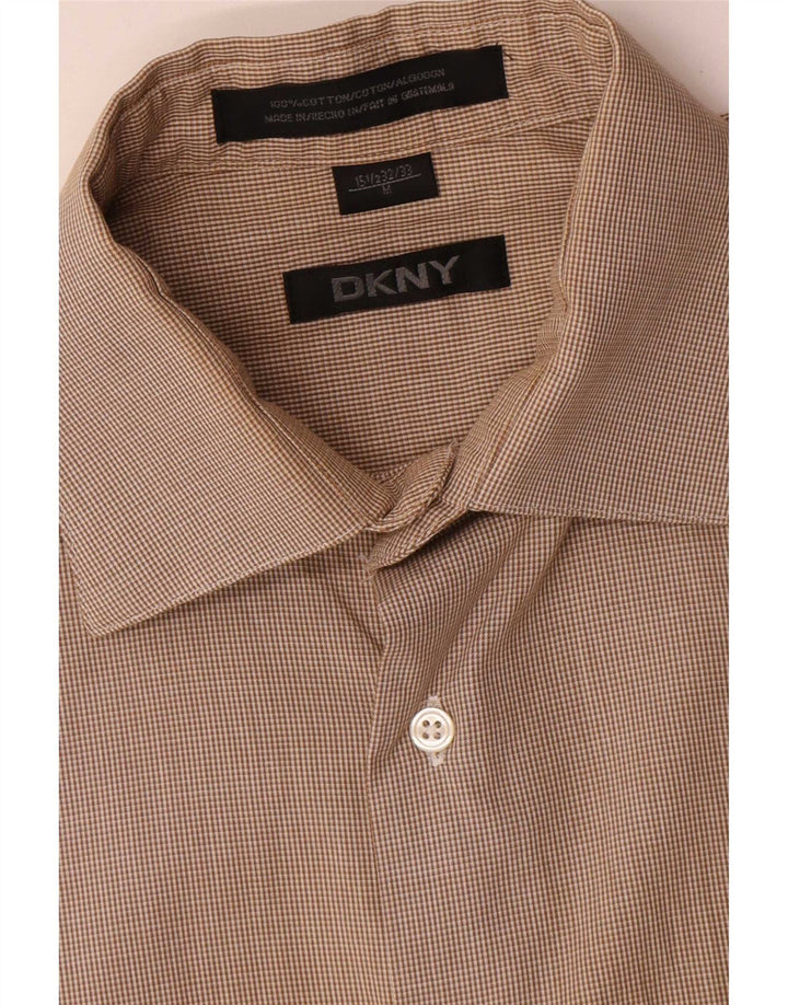 Cămașă pentru bărbați Dkny Mărimea 15 1/2, bumbac cu carouri maro mediu