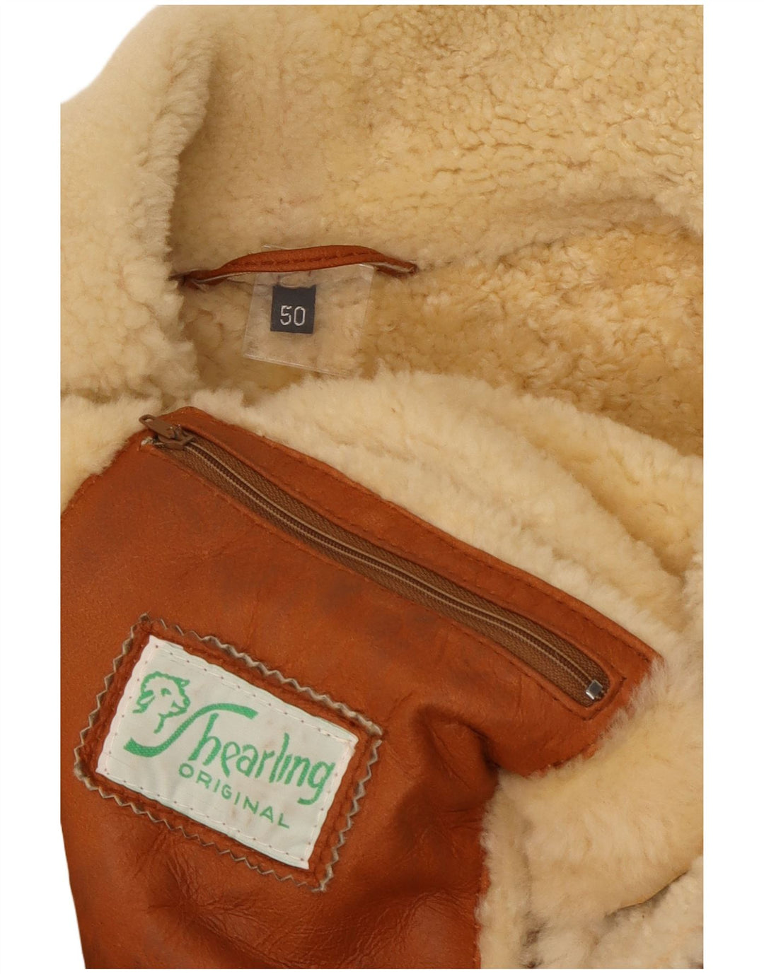 Pardesiu din shearling pentru bărbați VINTAGE IT 50 mare, maro, din shearling