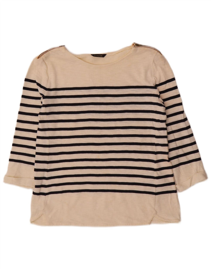 Massimo Dutti Top pentru femei cu mâneci 3/4 UK 12, mediu, bumbac cu dungi alb