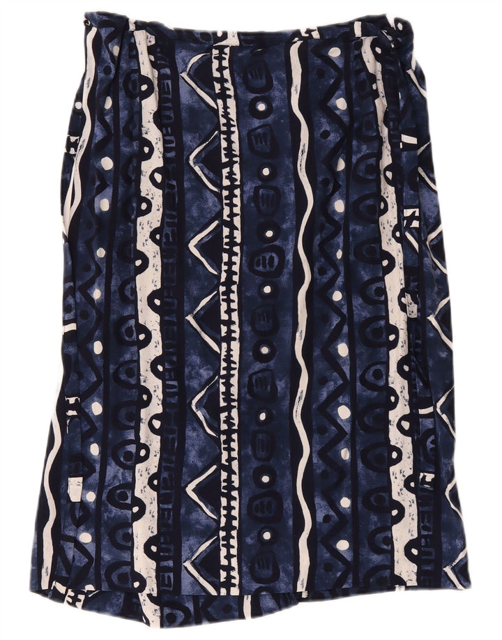 Fusta Wrap pentru femei vintage W34 mare bleumarin geometric