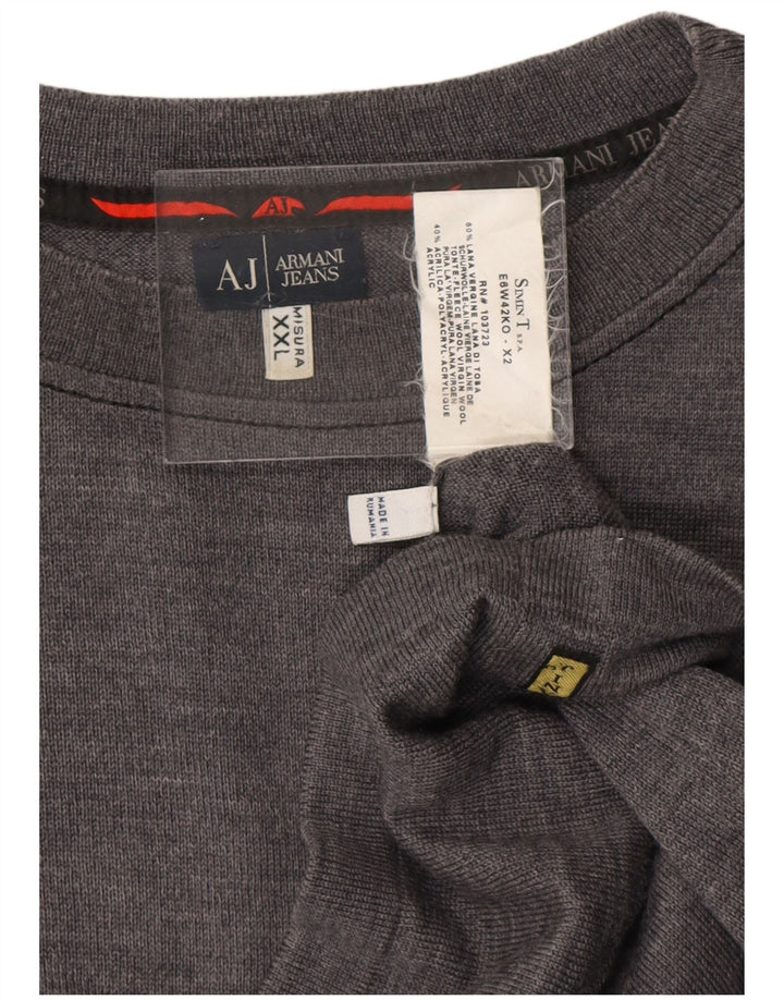 ARMANI JEANS Pulover pentru bărbați cu gât crew, 2XL, lână gri