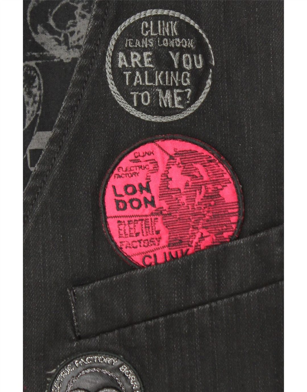 Clink Jeans London Vestă grafică pentru bărbați, bumbac negru mare