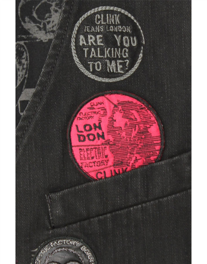 Clink Jeans London Vestă grafică pentru bărbați, bumbac negru mare