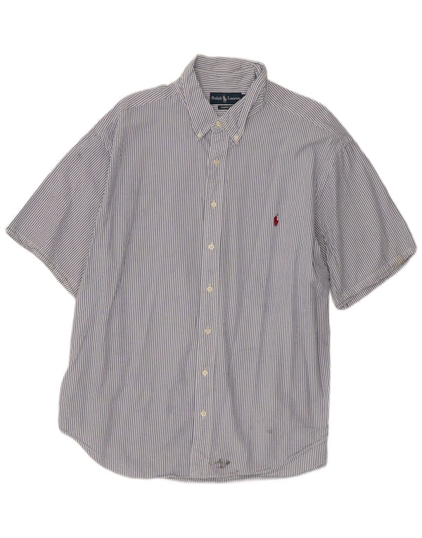 Cămașă cu mânecă scurtă pentru bărbați Ralph Lauren, cu tăiere clasică, 2XL, bumbac cu dungi albastre