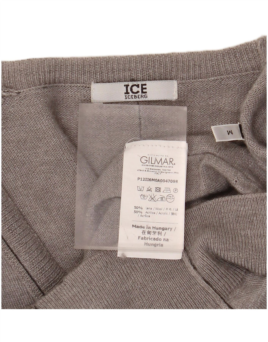 Pulover cardigan cu paragate ICEBERG pentru femei UK 14 Lână gri mediu